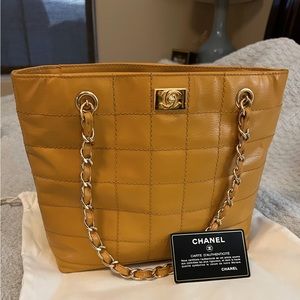 Chanel Choco Bar CC Mark Chain Shoulder Bag, Authentic